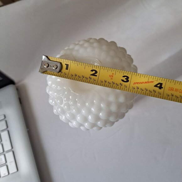 Hobnail Milk Glass Crane Neck Bubble Base Bud Vase - Picture 11 of 13